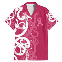 Breast Cancer Awareness Maori Family Matching Mermaid Dress and Hawaiian Shirt Koru Kowhaiwhai LT7 Dad's Shirt - Short Sleeve Pink - Polynesian Pride