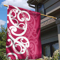 Breast Cancer Awareness Maori Garden Flag Koru Kowhaiwhai LT7 - Polynesian Pride