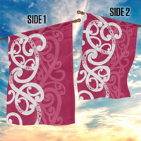 Breast Cancer Awareness Maori Garden Flag Koru Kowhaiwhai LT7 - Polynesian Pride