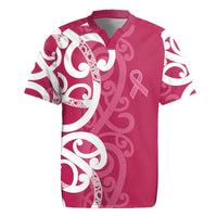 Breast Cancer Awareness Maori Rugby Jersey Koru Kowhaiwhai LT7 Pink - Polynesian Pride