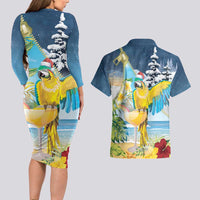 Funny Tropical Christmas Couples Matching Long Sleeve Bodycon Dress and Hawaiian Shirt Tis The Season To Get Tipsy LT7 - Polynesian Pride