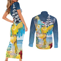 Funny Tropical Christmas Couples Matching Short Sleeve Bodycon Dress and Long Sleeve Button Shirt Tis The Season To Get Tipsy LT7 - Polynesian Pride