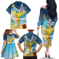Funny Tropical Christmas Family Matching Off The Shoulder Long Sleeve Dress and Hawaiian Shirt Tis The Season To Get Tipsy LT7 - Polynesian Pride