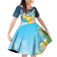 Funny Tropical Christmas Family Matching Off Shoulder Short Dress and Hawaiian Shirt Tis The Season To Get Tipsy LT7 Daughter's Dress Colorful - Polynesian Pride