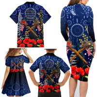 Anzac Family Matching Long Sleeve Bodycon Dress and Hawaiian Shirt Australia Aboriginal Mix New Zealand Slouch Hats LT7 - Polynesian Pride