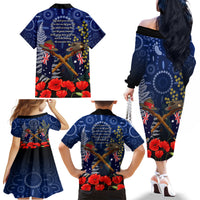 Anzac Family Matching Off Shoulder Long Sleeve Dress and Hawaiian Shirt Australia Aboriginal Mix New Zealand Slouch Hats LT7 - Polynesian Pride