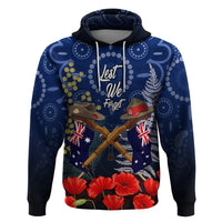 Anzac Zip Hoodie Ausralia Aboriginal Mix New Zealand Slouch Hats LT7 Pullover Hoodie Blue - Polynesian Pride
