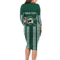 Hawaii Rainbow Warriors Personalized Long Sleeve Bodycon Dress Kakau Ikakai Laau Pama