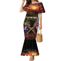 Australia - New Zealand ANZAC Family Matching Mermaid Dress and Hawaiian Shirt Gallipoli ANZAC Cove Landing LT7 Mom's Dress Black - Polynesian Pride