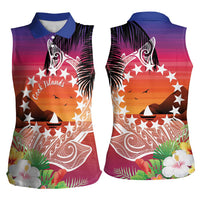 Kia Orana Cook Islands Women Sleeveless Polo Shirt Sunset Dream