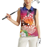 Kia Orana Cook Islands Women Sleeveless Polo Shirt Sunset Dream