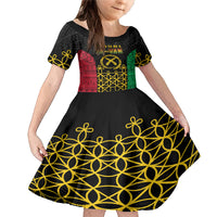Vanuatu Indipendens Dei Family Matching Mermaid Dress and Hawaiian Shirt Tribal Sand Drawing LT7 Daughter's Dress Colorful - Polynesian Pride