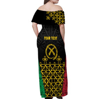 Vanuatu Indipendens Dei Family Matching Off Shoulder Maxi Dress and Hawaiian Shirt Tribal Sand Drawing