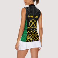 Vanuatu Indipendens Dei Women Sleeveless Polo Shirt Tribal Sand Drawing