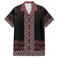 Maori Taniko Patterns Family Matching Off The Shoulder Long Sleeve Dress and Hawaiian Shirt Brown Niho Taniwha Mix Paatiki Motifs LT7 Dad's Shirt - Short Sleeve Brown - Polynesian Pride