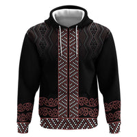 Maori Taniko Patterns Hoodie Brown Niho Taniwha Mix Paatiki Motifs LT7 Pullover Hoodie Brown - Polynesian Pride