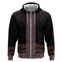 Maori Taniko Patterns Hoodie Brown Niho Taniwha Mix Paatiki Motifs LT7 Zip Hoodie Brown - Polynesian Pride