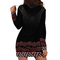 Maori Taniko Patterns Hoodie Dress Brown Niho Taniwha Mix Paatiki Motifs