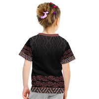 Maori Taniko Patterns Kid T Shirt Brown Niho Taniwha Mix Paatiki Motifs