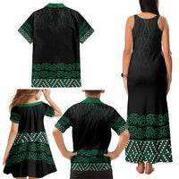 Maori Taniko Patterns Family Matching Tank Maxi Dress and Hawaiian Shirt Pounamu Niho Taniwha Mix Paatiki Motifs LT7 - Polynesian Pride