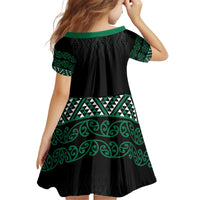 Maori Taniko Patterns Kid Short Sleeve Dress Pounamu Niho Taniwha Mix Paatiki Motifs