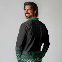 Maori Taniko Patterns Long Sleeve Polo Shirt Pounamu Niho Taniwha Mix Paatiki Motifs