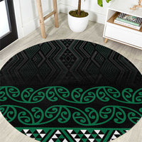 Maori Taniko Patterns Round Carpet Pounamu Niho Taniwha Mix Paatiki Motifs LT7 Green - Polynesian Pride