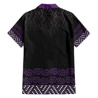 Maori Taniko Patterns Family Matching Short Sleeve Bodycon Dress and Hawaiian Shirt Purple Niho Taniwha Mix Paatiki Motifs LT7 - Polynesian Pride