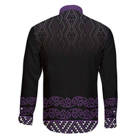Maori Taniko Patterns Family Matching Short Sleeve Bodycon Dress and Hawaiian Shirt Purple Niho Taniwha Mix Paatiki Motifs LT7 - Polynesian Pride