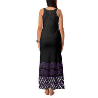 Maori Taniko Patterns Family Matching Tank Maxi Dress and Hawaiian Shirt Purple Niho Taniwha Mix Paatiki Motifs LT7 - Polynesian Pride