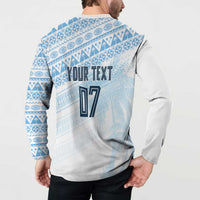 Fiji Rugby Custom Kaiviti Masi Button Sweatshirt Turquoise - Polynesian Pride