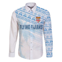 Fiji Rugby Custom Kaiviti Masi Family Matching Long Sleeve Bodycon Dress and Hawaiian Shirt Turquoise LT7 Dad's Shirt - Long Sleeve Turquoise - Polynesian Pride