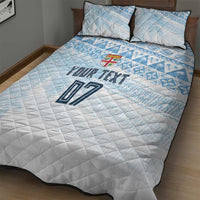 Fiji Rugby Custom Kaiviti Masi Quilt Bed Set Turquoise - Polynesian Pride