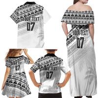 Fiji Rugby Custom Kaiviti Masi Family Matching Off Shoulder Maxi Dress and Hawaiian Shirt Black LT7 - Polynesian Pride