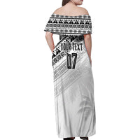 Fiji Rugby Custom Kaiviti Masi Family Matching Off Shoulder Maxi Dress and Hawaiian Shirt Black LT7 - Polynesian Pride