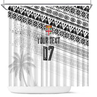 Fiji Rugby Custom Kaiviti Masi Shower Curtain Black - Polynesian Pride