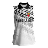 Fiji Rugby Custom Kaiviti Masi Women Sleeveless Polo Shirt Black - Polynesian Pride