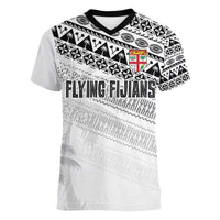 Fiji Rugby Custom Kaiviti Masi Women V-Neck T-Shirt Black - Polynesian Pride