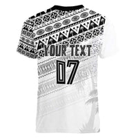 Fiji Rugby Custom Kaiviti Masi Women V-Neck T-Shirt Black - Polynesian Pride