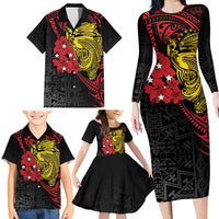 Papua New Guinea 49th Independence Day Family Matching Long Sleeve Bodycon Dress and Hawaiian Shirt Motuan Revareva Bird-of-Paradise LT7 - Polynesian Pride