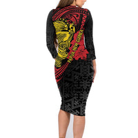 Papua New Guinea 49th Independence Day Family Matching Long Sleeve Bodycon Dress and Hawaiian Shirt Motuan Revareva Bird-of-Paradise LT7 - Polynesian Pride