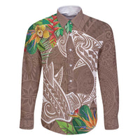 Polynesia Family Matching Mermaid Dress and Hawaiian Shirt Sharks Duo Tropical Brown