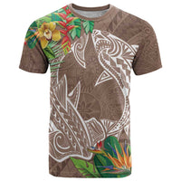 Polynesia T Shirt Sharks Duo Tropical Brown