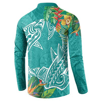 Polynesia Button Sweatshirt Sharks Duo Tropical Teal