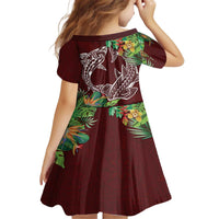 Polynesia Family Matching Off The Shoulder Long Sleeve Dress and Hawaiian Shirt Sharks Duo Tropical Oxblood LT7 - Polynesian Pride