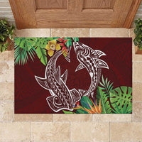 Polynesia Rubber Doormat Sharks Duo Tropical Oxblood