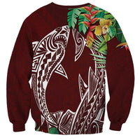 Polynesia Sweatshirt Sharks Duo Tropical Oxblood