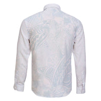 Polynesia Family Matching Off The Shoulder Long Sleeve Dress and Hawaiian Shirt Sharks Duo Tropical Off White