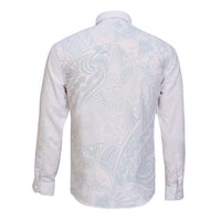 Polynesia Long Sleeve Button Shirt Sharks Duo Tropical Off White
