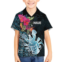 Niue Personalised Family Matching Off Shoulder Maxi Dress and Hawaiian Shirt Hiapo Mix Coconut Crab LT7 Son's Shirt Art - Polynesian Pride